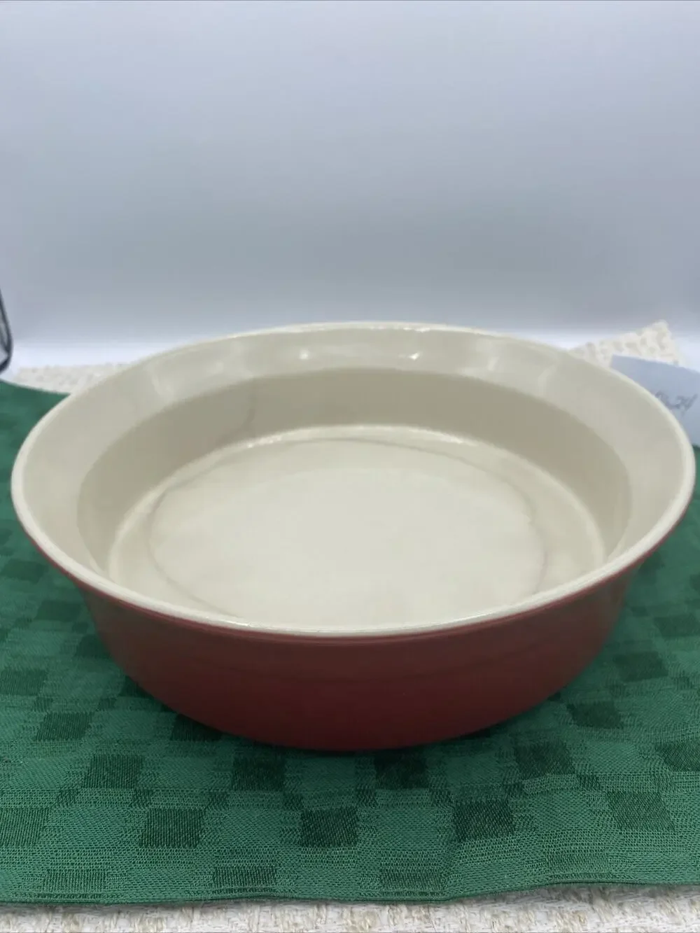 BergHOFF stoneware Casserole dish Red & Cream. Made In Belgium 10”